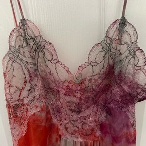 Lace-Trimmed Women's Chemise in Red and Purple